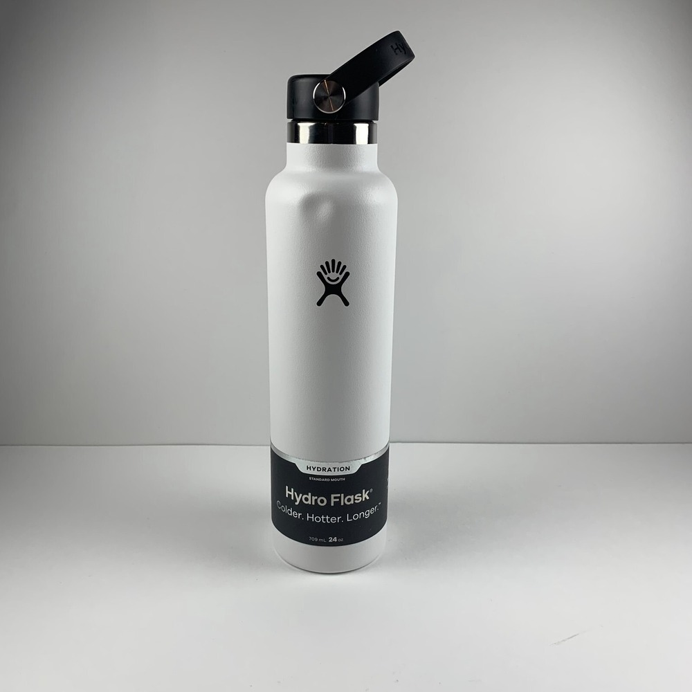 Hydro Flask S24FS110 White Stainless Steel Insulated Bottle‎ Wide Flex Cap 24oz